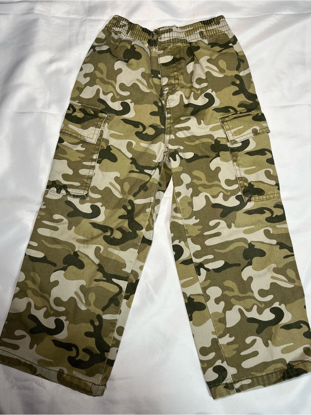 Vintage Faded Glory Cargo Pants Boys 5T Army Green Camo Cotton Outdoor
